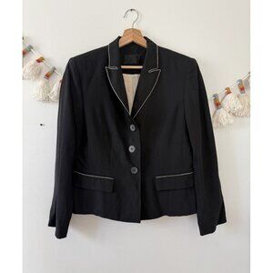 Vintage Ronit Zilkha Black Virgin Wool Blazer Single Breasted Victorian Modest